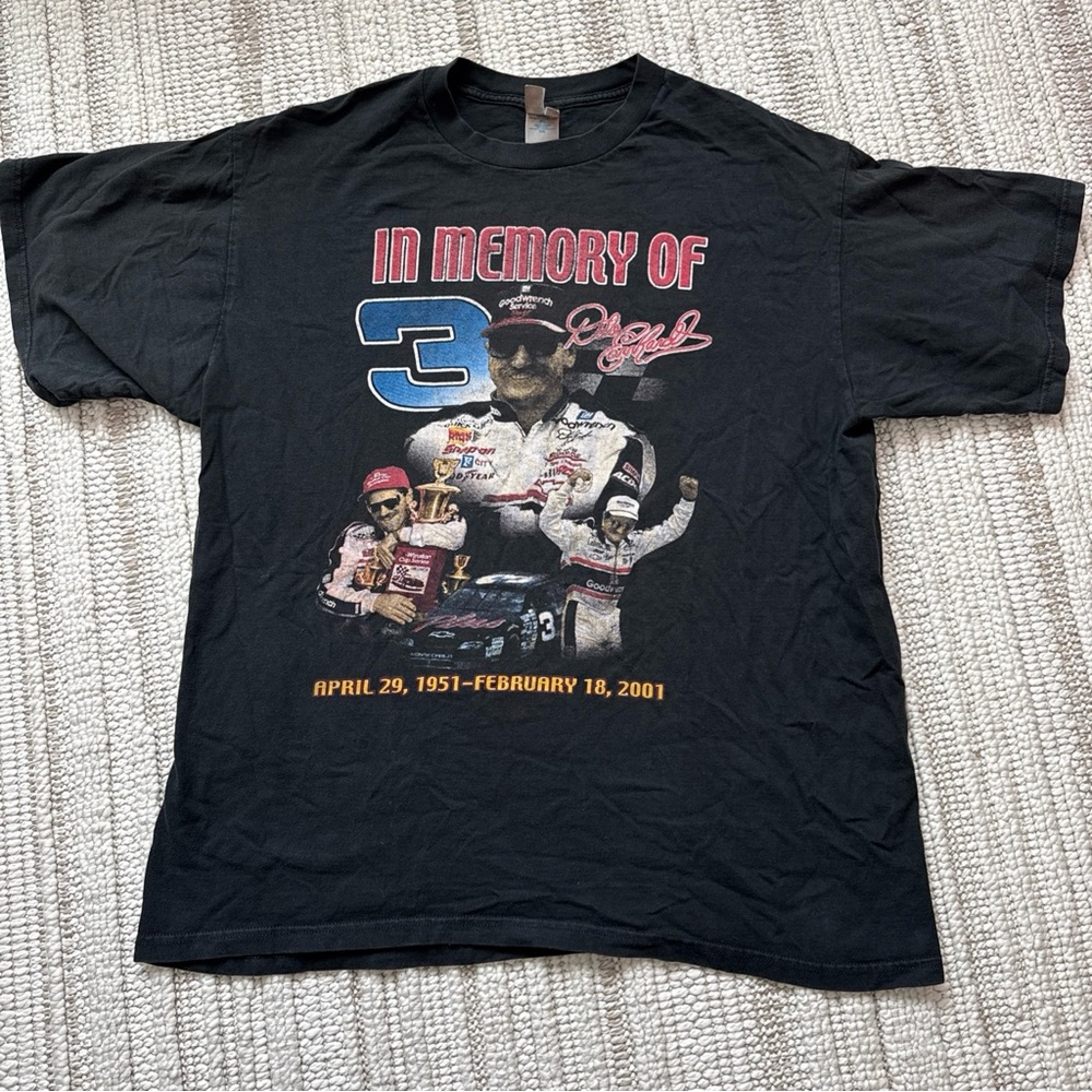 Vintage 90s Dale Earnhardt In Memory of Memorial Black XL T-Shirt Y2K NASCAR